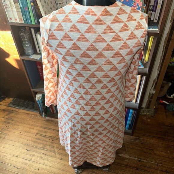 Lularoe orange triangle S lightweight Sarah sweater duster with pockets - Picture 2 of 3